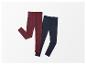 Deux leggings, un bordeaux et un bleu marine, sur fond blanc.