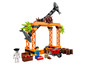 Ensemble Lego avec un bateau pirate, des squelettes, des trésors et une moto.