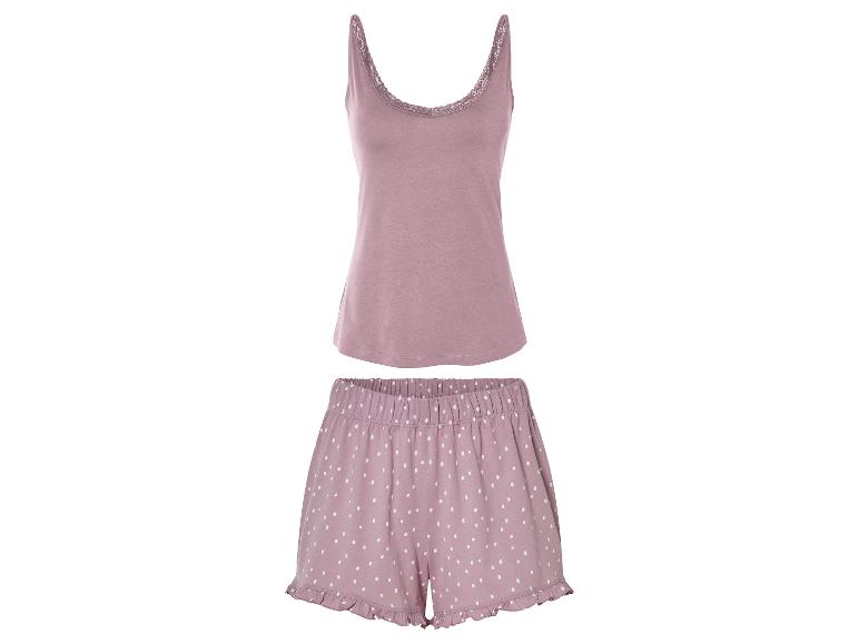 Ensemble pyjama rose poudré : débardeur et short à pois.