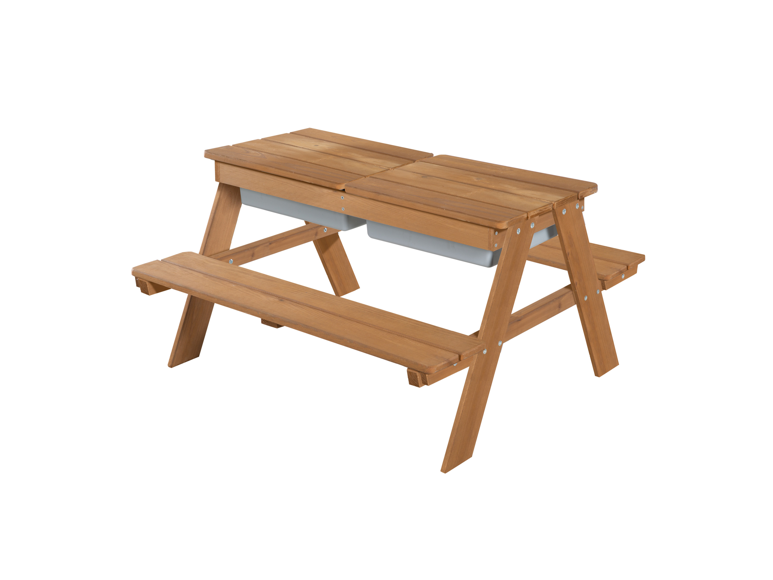 ROBA Table de pique-nique pour enfants d'extérieur (avec bacs de jeu, marron)