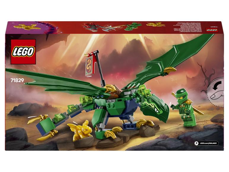 Un jouet de dragon vert avec un personnage ninja et un petit dragon doré, numéro 71829.