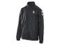 Une veste coupe-vent noire Hummel avec des logos blancs.