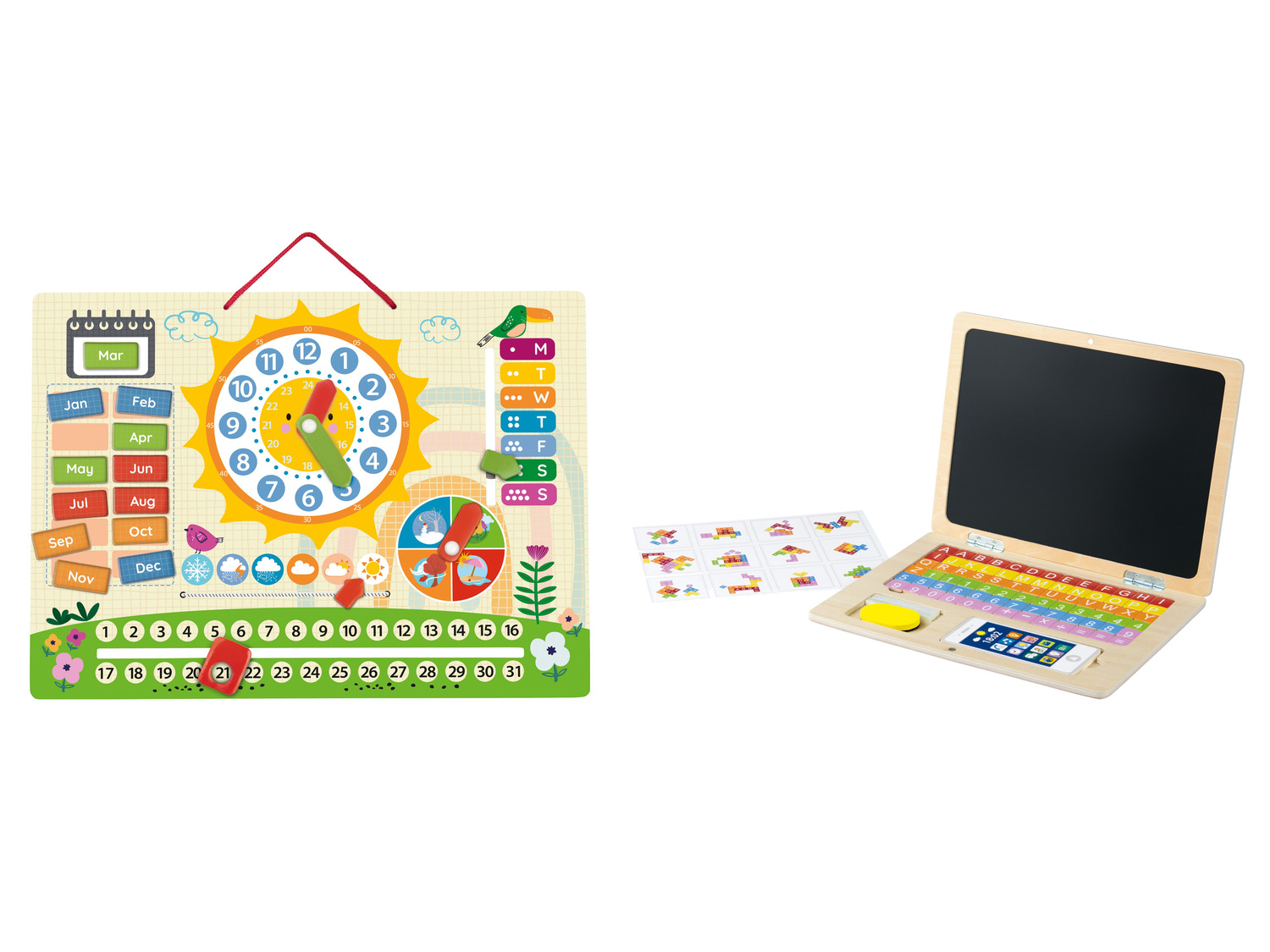 Planète Bois – Mon Premier Ordinateur Ardoise Magnétique – Jeu Éducatif En Bois Dès 3 Ans – 78 Aimants, Smartphone, Craies – Design Français