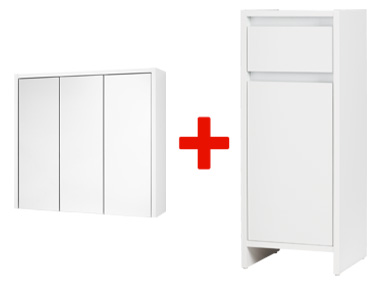 LIVARNO home Armoire latérale + Armoire à miroir Oslo, blanc