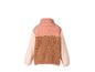 Veste polaire teddy color block rose, marron et crème