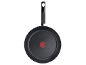 Poêle noire avec indicateur de chaleur rouge au centre.