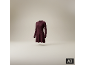 Robe en maille côtelée bordeaux à manches longues sur fond clair.