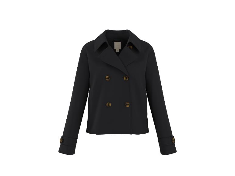 Veste courte noire à double boutonnage avec boutons marron