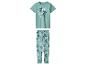 Pyjama vert menthe avec t-shirt à manches courtes et pantalon imprimé de personnages de dessins animés et du numéro 1928.