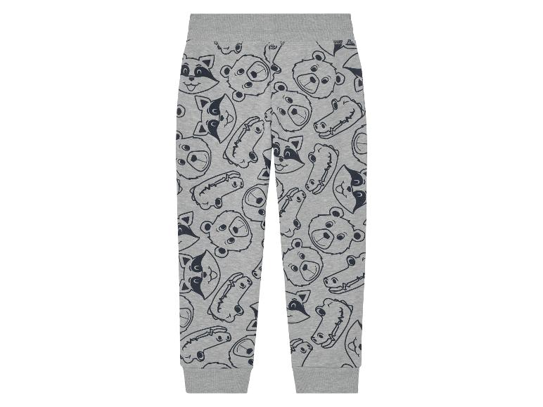 Jogging enfant gris à motifs animaux : ratons laveurs, ours.