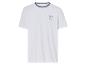 T-shirt blanc à col contrastant, thème estival.