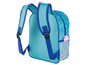 Un sac à dos bleu avec un imprimé Frozen et une poche en filet.