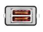 Grille-pain en acier inoxydable avec deux tranches de pain grillées et incandescentes