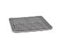 Égouttoir à vaisselle gris en plastique avec différentes surfaces texturées.