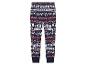 Pantalon de pyjama bleu foncé à motif de Noël avec des rennes, le Père Noël et des cadeaux.