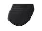 Lot de quatre culottes en coton noir empilées.