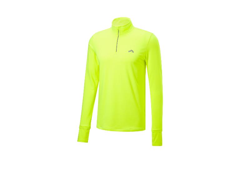 Maillot de sport à manches longues jaune fluo avec fermeture éclair courte.
