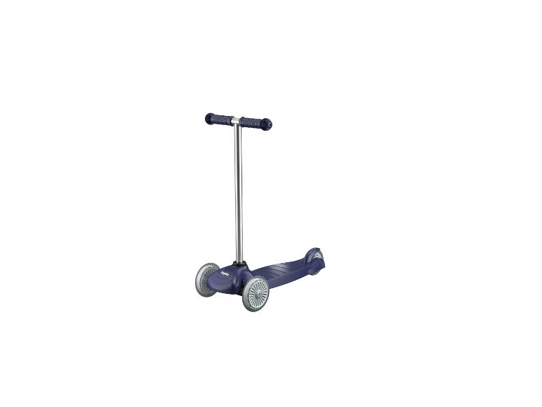 Trottinette bleue à trois roues avec guidon argenté
