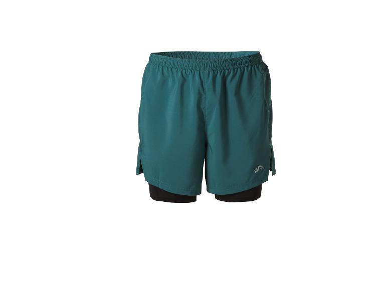 Short de sport vert sarcelle avec sous-short noir intégré