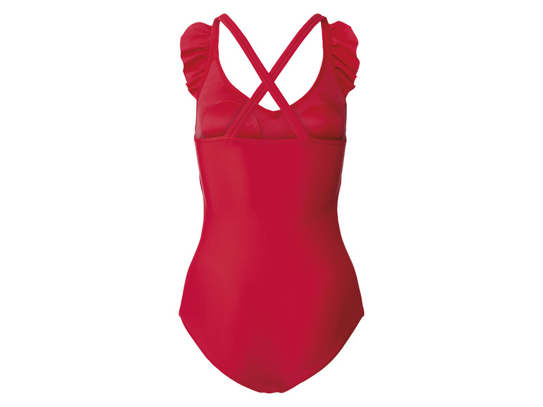 Un maillot de bain rouge à volants