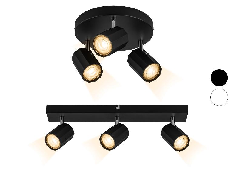 Spots de plafond noirs à trois et quatre lumières, avec options de couleur blanc et noir.