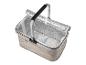Panier isotherme pliable beige avec poignée en aluminium et intérieur argenté.
