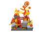 Charmander de Pokémon en blocs, sur un fond de feu.