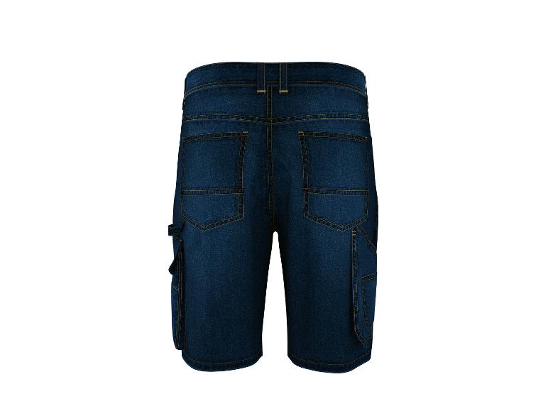 Short en jean bleu foncé, vue de dos