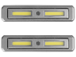 Deux lumières LED rectangulaires grises avec interrupteur.