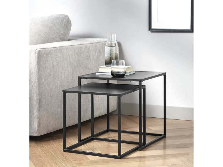 Aller en mode plein écran : LIVARNO home Set de 2 tables d'appoint San Diego, noir - Image 2