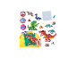Kit d'artisanat de perles avec divers motifs de dinosaures, une plaque à picots et un vaporisateur.