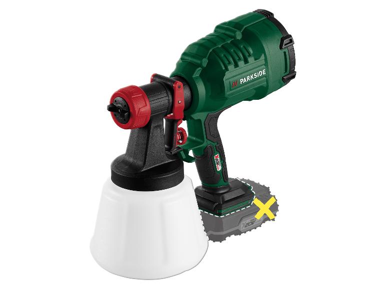 Pistolet de peinture sans fil Parkside avec réservoir.