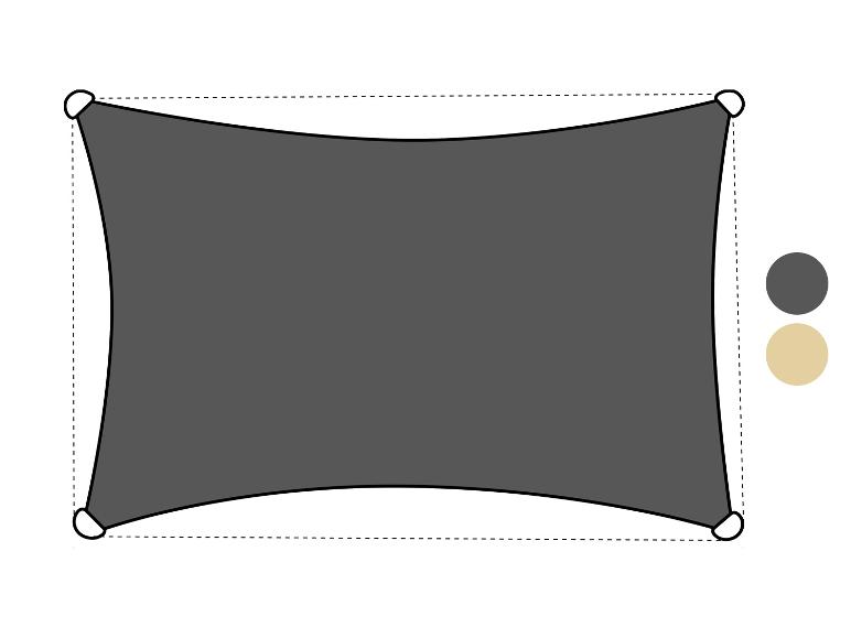 Voile d'ombrage rectangulaire gris foncé avec coins renforcés.