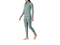 Ensemble de sous-vêtements thermiques gris pour femme : col roulé à manches longues et leggings.