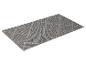 Un tapis gris et blanc avec un motif géométrique.