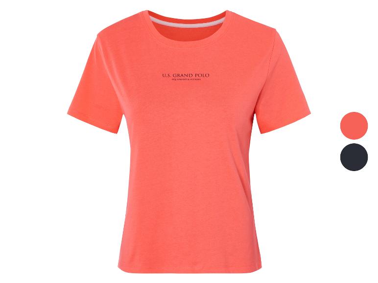 T-shirts U.S. Grand Polo femme, corail et noir.