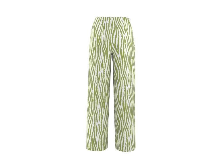 Pantalon large femme à imprimé zèbre vert et blanc