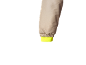 Manche d'une veste beige avec un poignet en polaire jaune fluo.