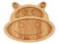 Assiette en bambou pour enfant, forme d'hippopotame, compartiments intégrés.