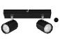 Un luminaire de plafond noir avec deux spots ajustables.