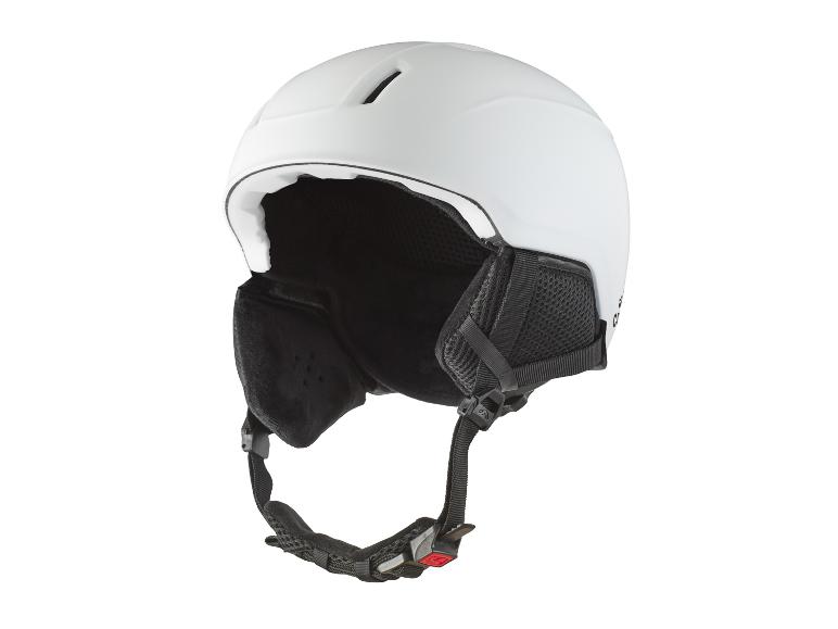 Casque de ski blanc avec sangles noires et doublure intérieure