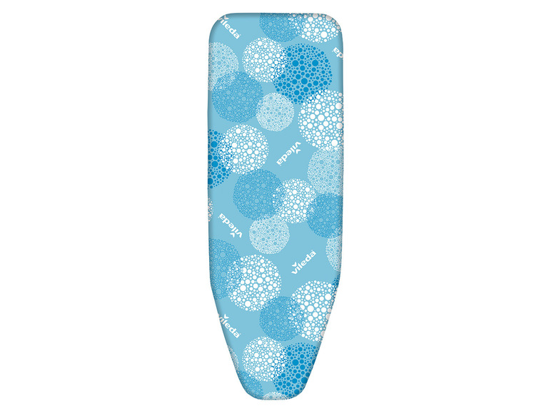 Une planche à repasser bleue Vileda avec un motif de points.