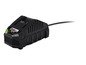 Un chargeur Worx X20V Max noir avec cordon.