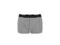 Caleçon boxer gris en coton pour homme avec ceinture élastique noire et rayures blanches.