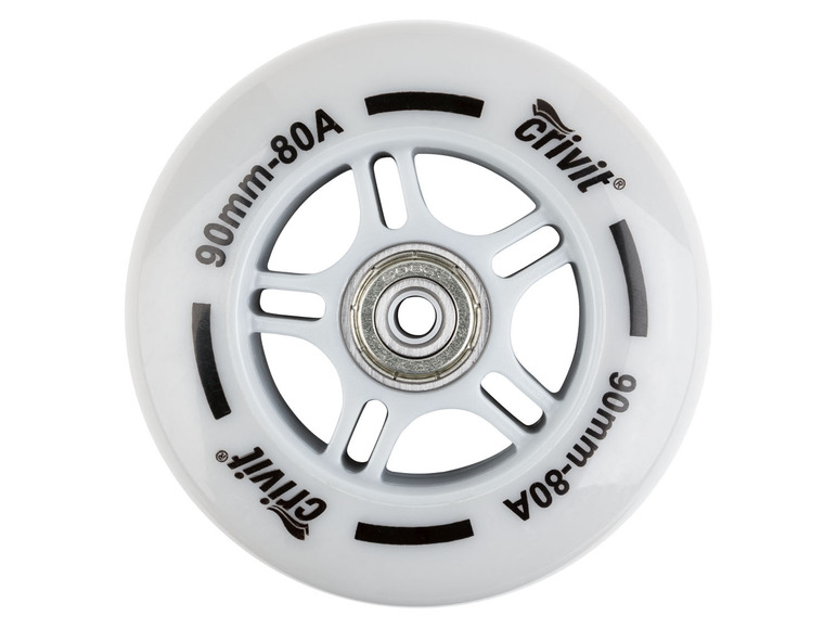 Roue de patins à roulettes blanche Crivit, 90 mm 80A.
