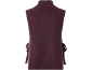Dos d'un gilet en maille pour femme de couleur bordeaux avec col montant et nœuds latéraux
