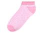 Chaussettes roses à rayures blanches.