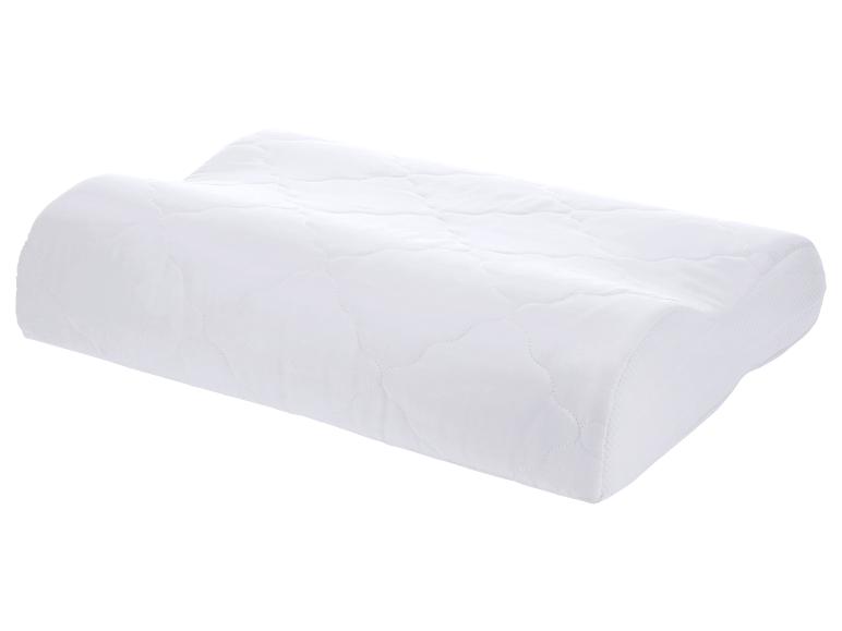 Oreiller ergonomique blanc en mousse à mémoire de forme conçu pour le soutien du cou.