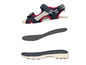 Sandales bleues avec une semelle Footflexx.