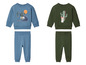 Deux ensembles bébé à manches longues, un bleu avec un imprimé de camping-car et de cactus et un vert avec un lapin et un cactus
